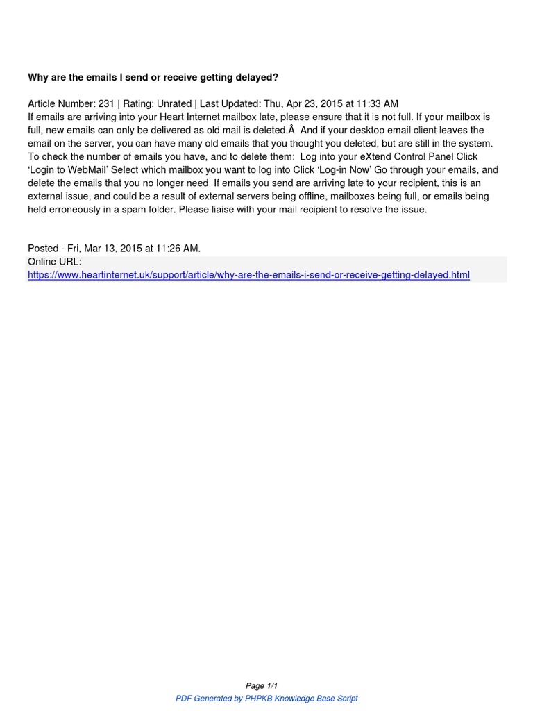 Troubleshooting Email Delays | PDF