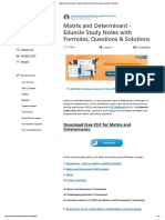 Matrix and Determinant - Eduncle Study Notes With Formulas, Questions & Solutions