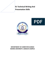 HSS-320: Technical Writing and Presentation Skills: Department of Computer Science Bahria University, Karachi Campus