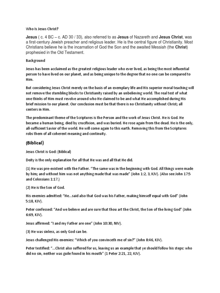 Understanding Jesus Christ's Identity | PDF | John The Baptist ...