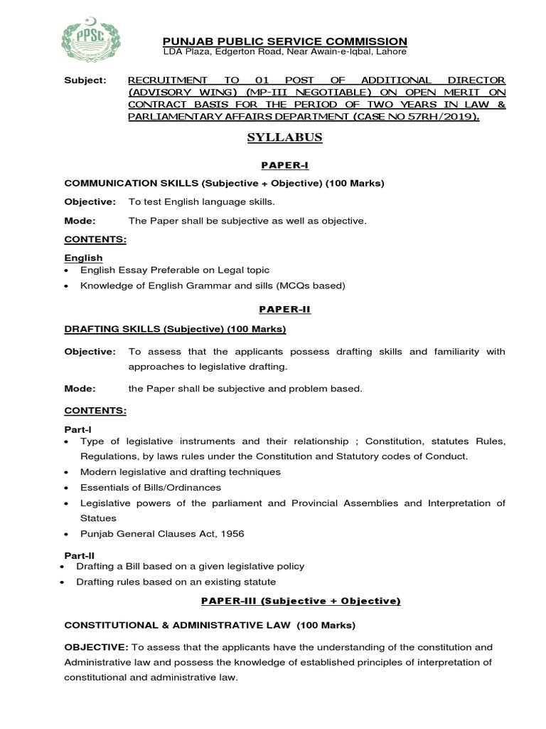 Syllabus For Public Service | PDF | Administrative Law | Constitution