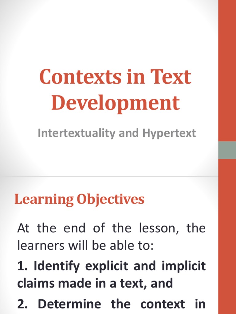 Intertextuality and Hypertextuality Intertextuality Hypertext