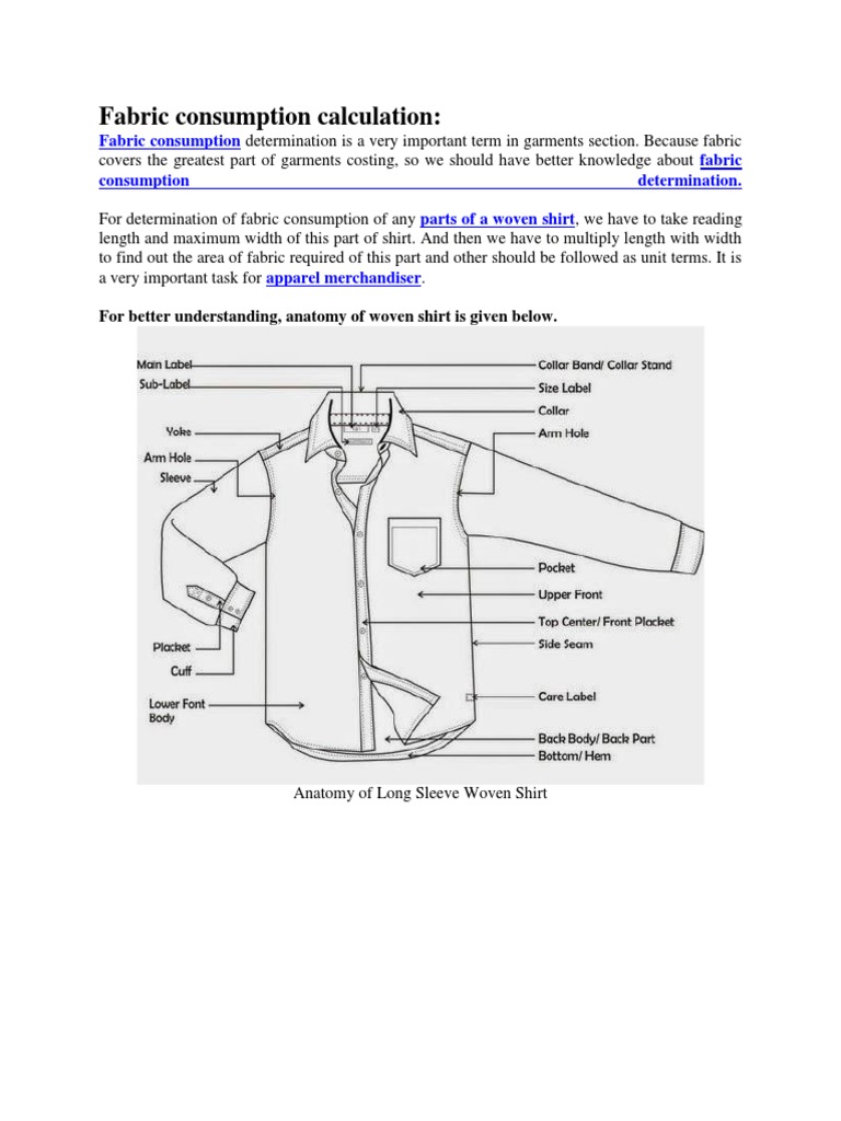 Woven Shirt Fabric Consumption Calculation PDF Shirt Human Appearance