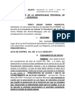 Solicito Levantamiento de Acta de Control