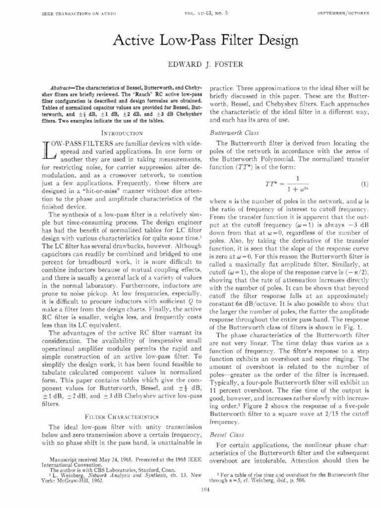 Active Low-Pass Filter Design Guide | PDF | Electronic Filter | Low ...