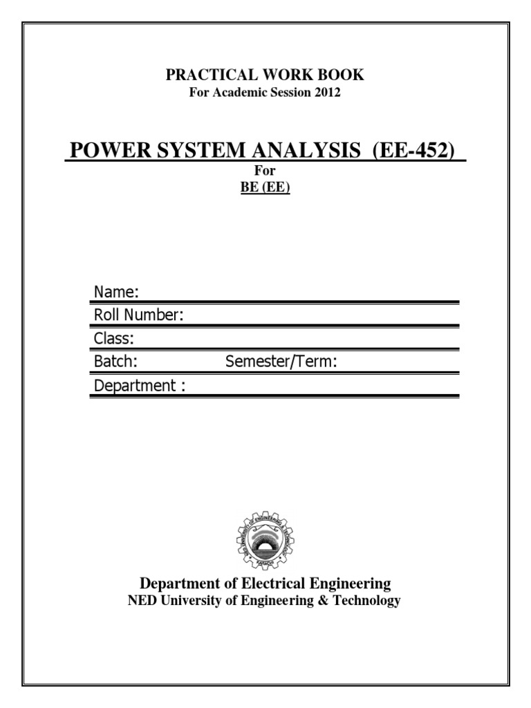 Power System Analysis EE-452 Lab Guide | PDF | Capacitor | Electric ...