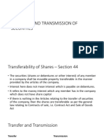 Transfer and Transmission of Securities