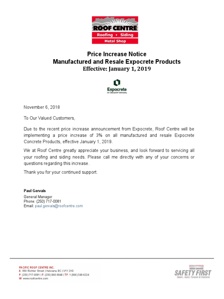 price increase letter | pdf