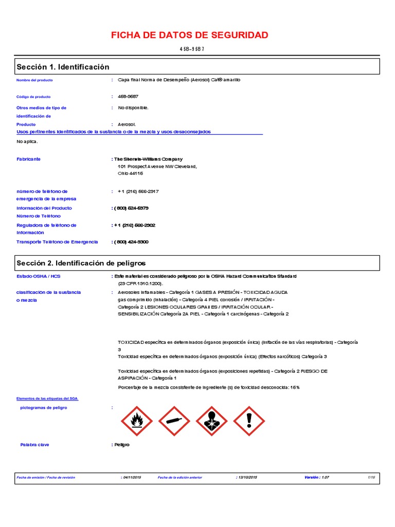 Performance Topcoat Cat Yellow Cat En.es PDF Oxígeno Aerosol