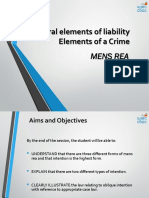 General Elements of Liability Elements of A Crime: Mens Rea