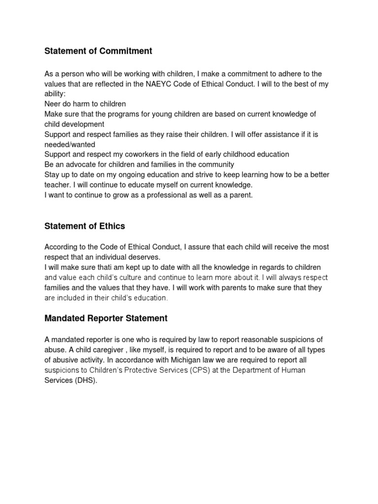 Statement of Commitment | PDF