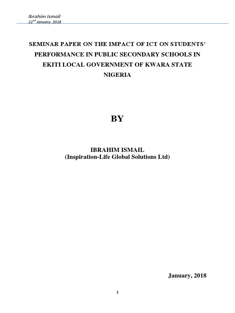 ICT Impact on Students in Ekiti LGA | PDF | Educational Technology ...