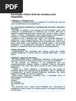 Sociologia 12ºano Ficha de Revisões Para Testes I e II