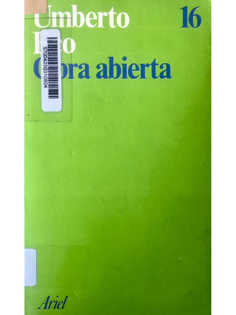Umberto Eco. Obra Abierta. Cap Apertura, Informacion, Comunicacion PDF