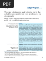 Cirurgia Plástica Pós-gastroplastia - Perfil Das Deficiências Nutricionais Com Implicações Na Cicatrização.