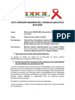 Acta 3ra Reunión Consejo Ejecutivo, Red Nacional de Personas Con VIH (REDBOL) 18 OCT 2019