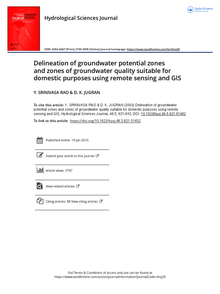 Groundwater Potential and Quality Mapping | PDF | Magnesium | Groundwater