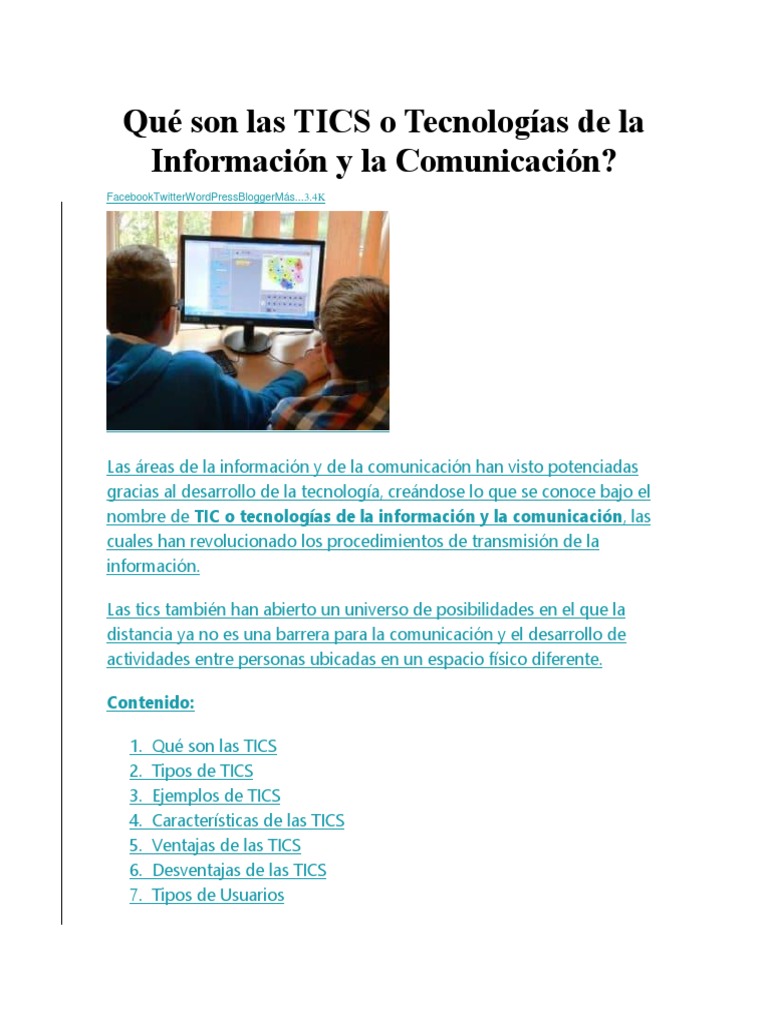 Qué Son Las TICS | PDF | Tecnología de información y comunicaciones ...