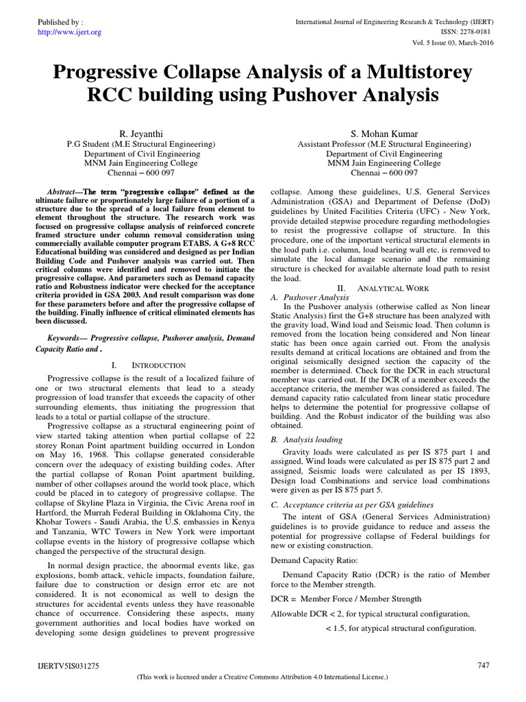 Progressive Collapse Analysis of A Multistorey RCC Building Using ...