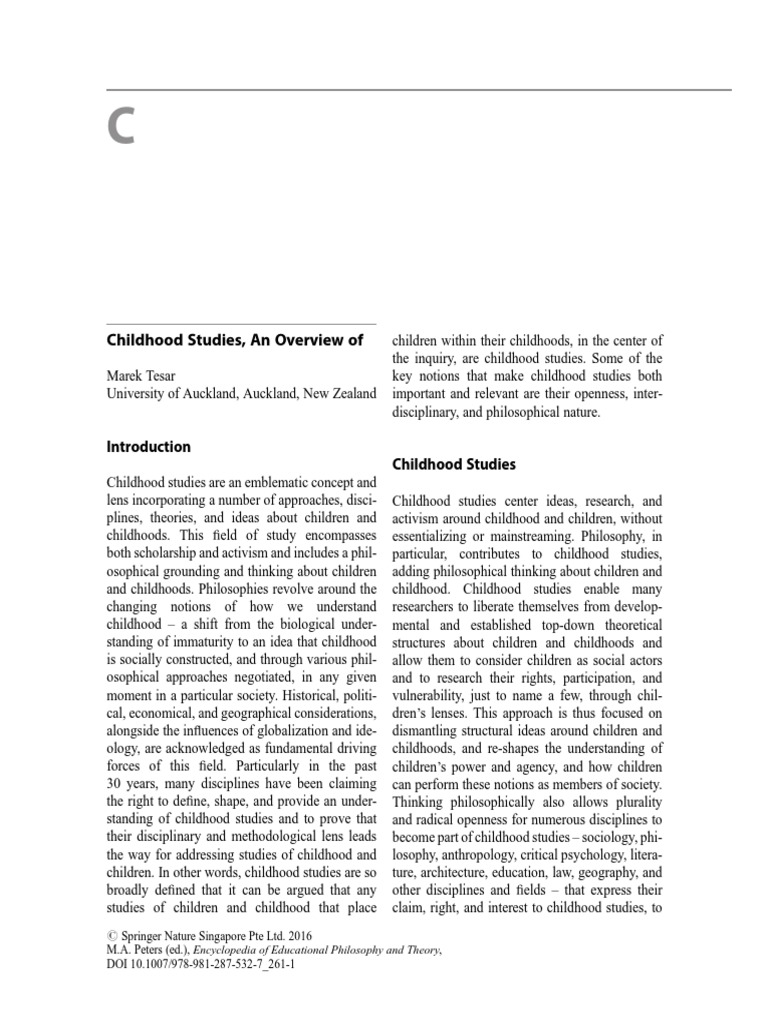 Childhood Studies An Overview of | PDF | Childhood | Sociology