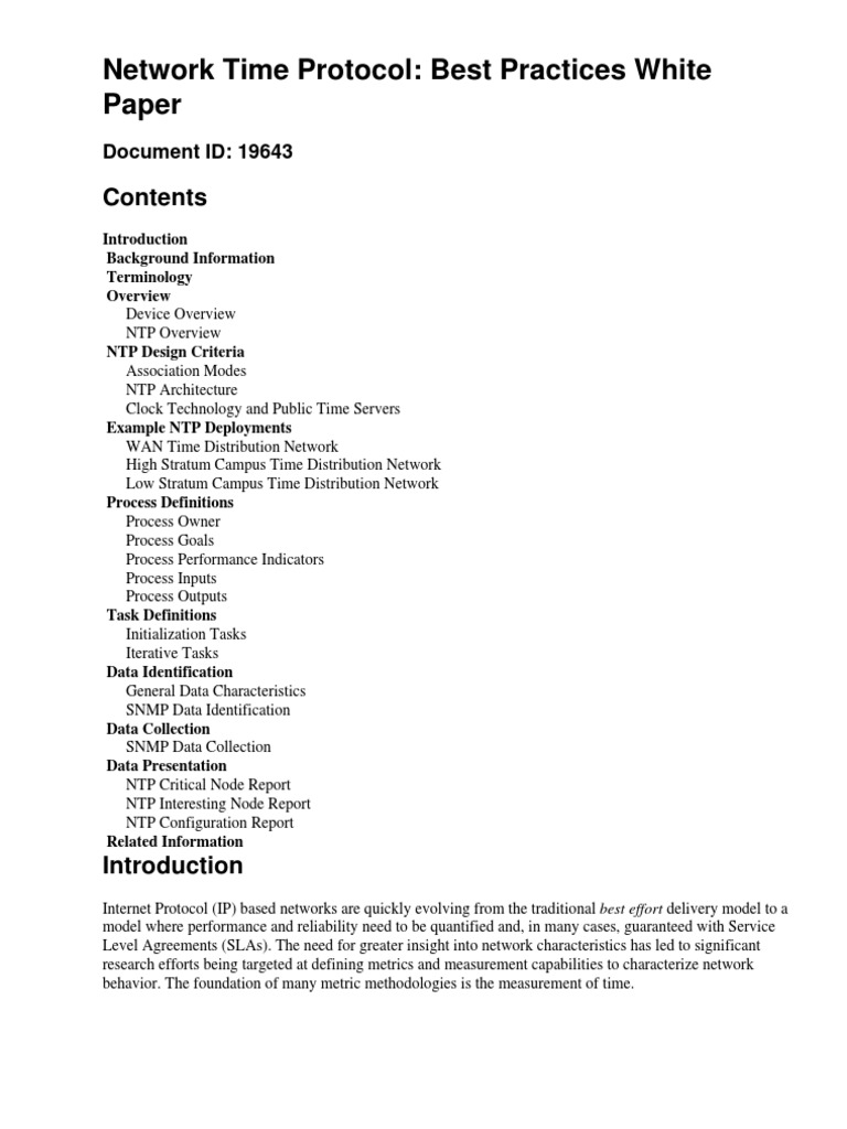 Network Time Protocol Best Practices White Paper | PDF | Computer ...