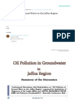 Oil Pollution in Groundwater of Jaffna Region