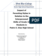 Impact of Parenting Styles in Relation To The Interpersonal Skills of Grade-10 Students in Pedro E. Diaz High School