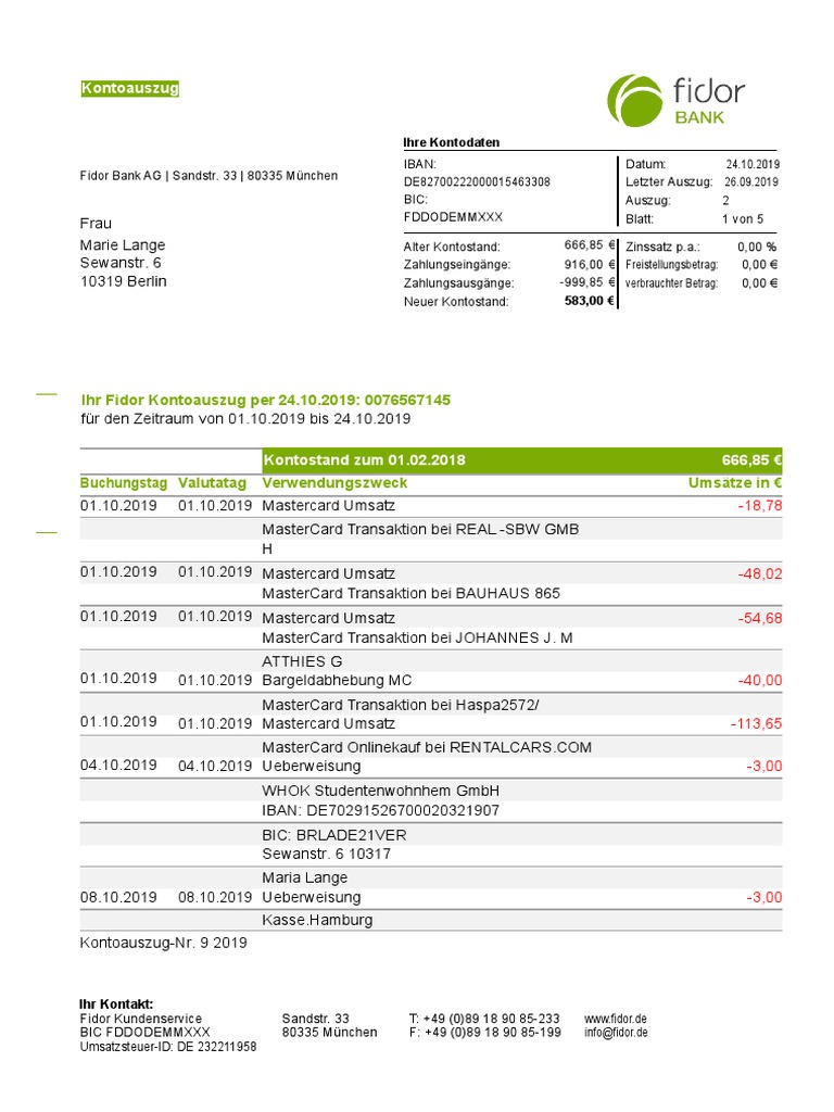 Kontoauszug | PDF