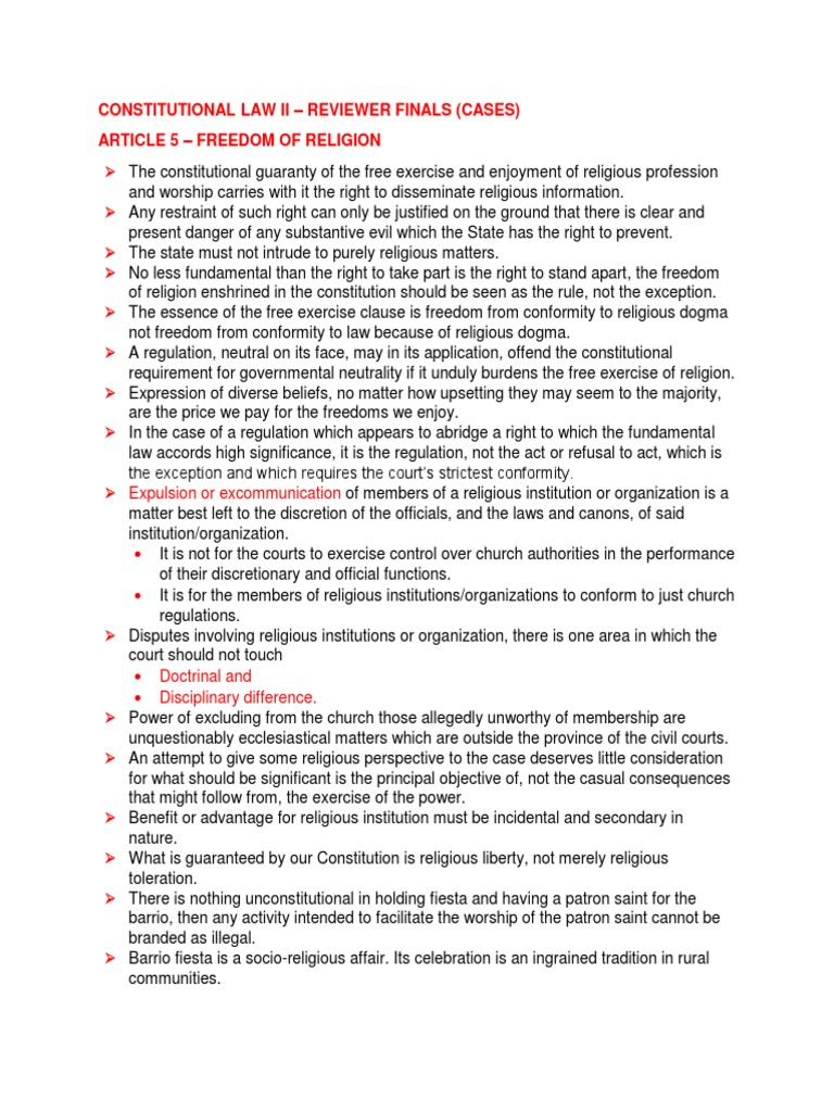 Constitutional Law II: Key Rights Overview | PDF | Eminent Domain ...