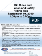 Traffic Rules and Regulation and Safety Riding Tips September 10, 2019 1:00pm To 5:00pm
