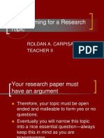 Brainstorming For A Research Topic: Roldan A. Carpisano Teacher Ii