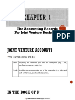 The Accounting Records For Joint Venture Business