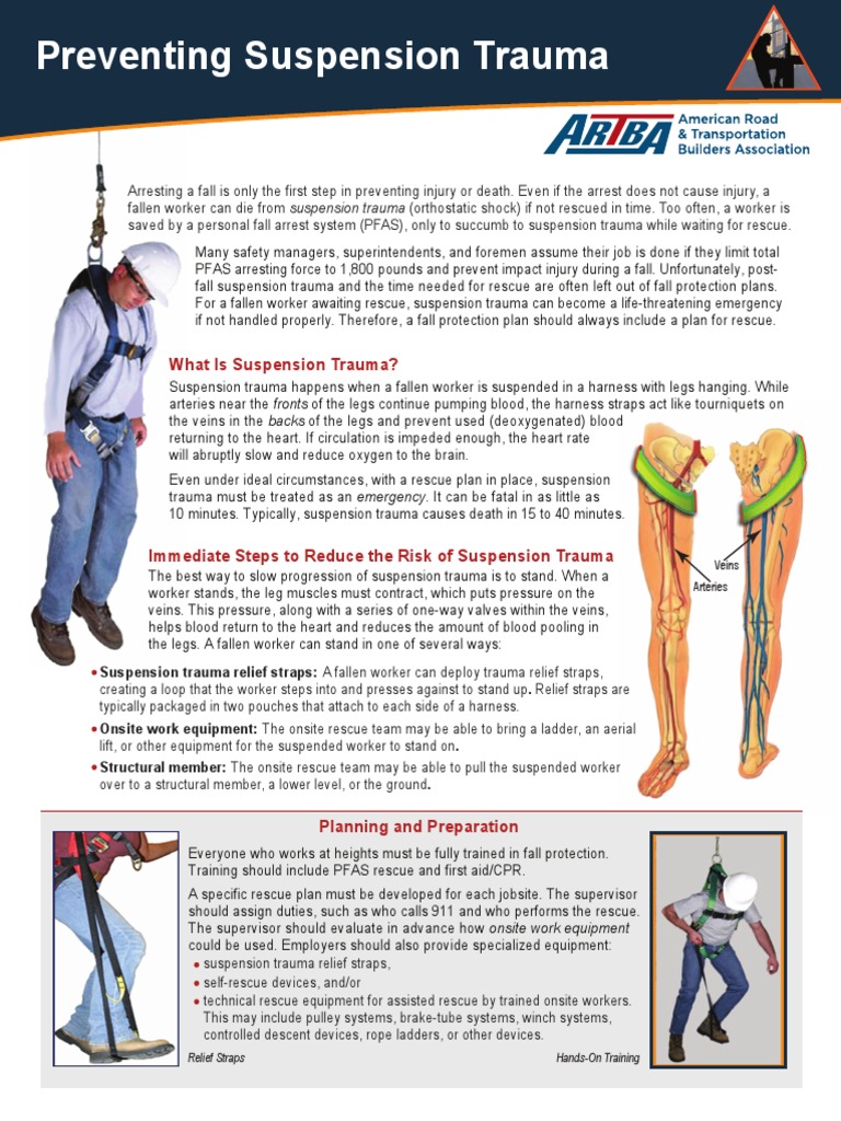 ARTBA Fall Fact Sheet Suspension Trauma PDF Vein Artery