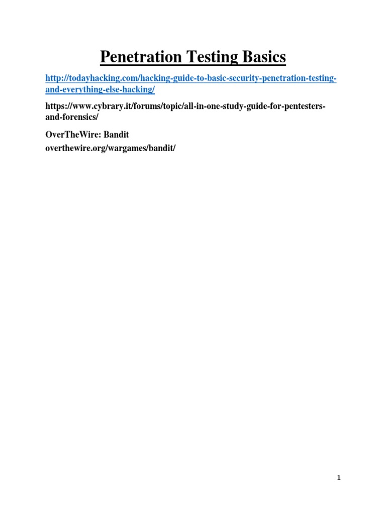 Pen Testing Basics | PDF | Denial Of Service Attack | Penetration Test