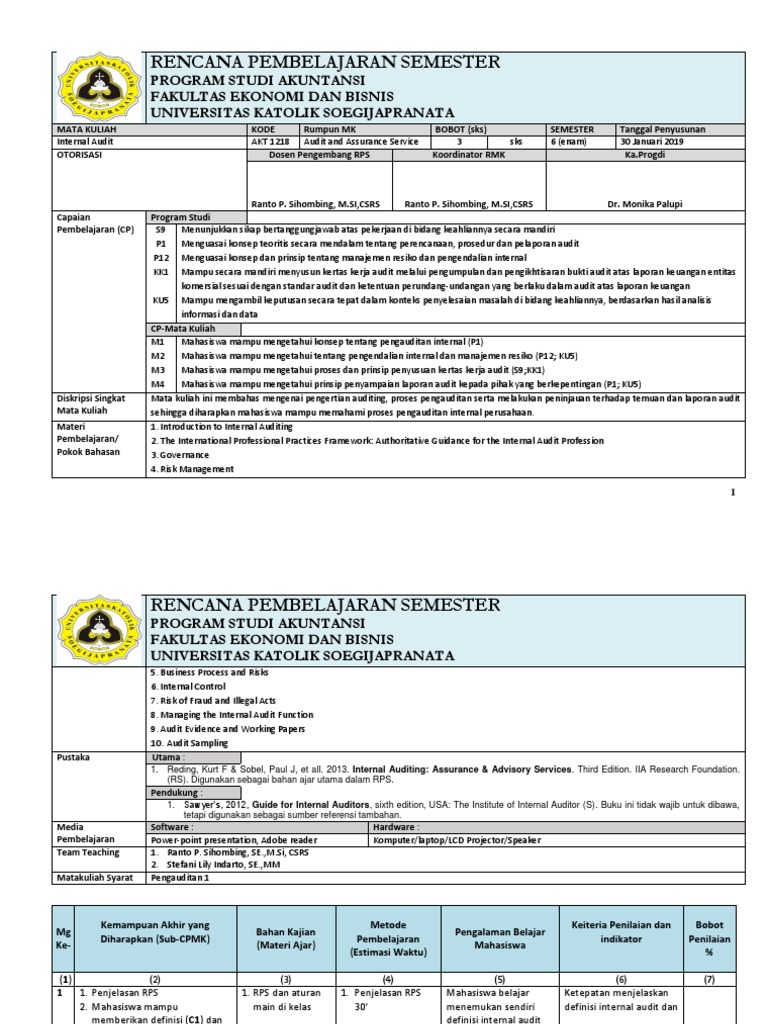 RPS Audit Internal Program Studi Akuntansi | PDF | Karier ...