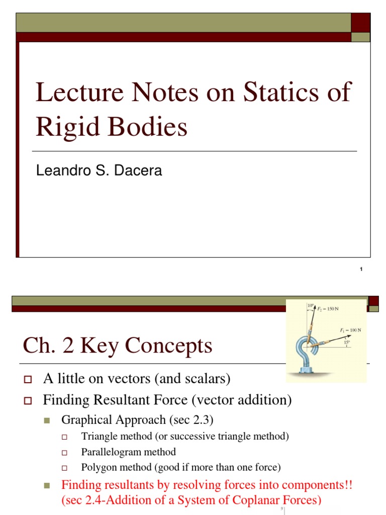 Statics of Rigid Bodies: Resultant Forces | PDF | Euclidean Vector ...