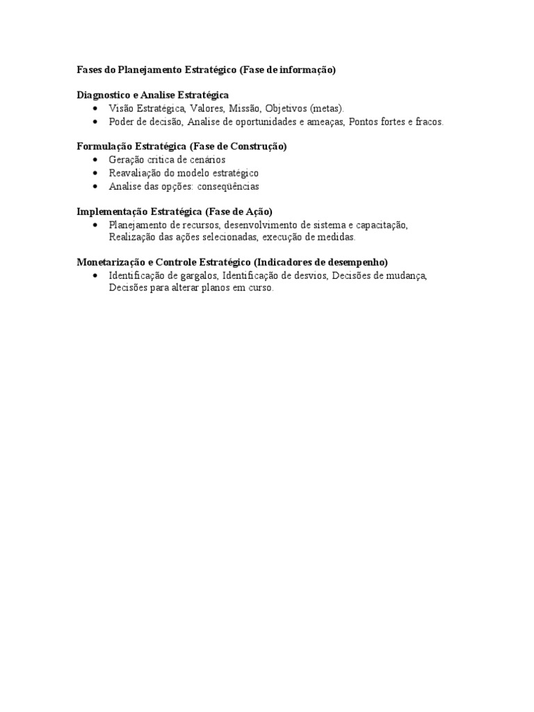 Fases do Planejamento Estratégico | PDF