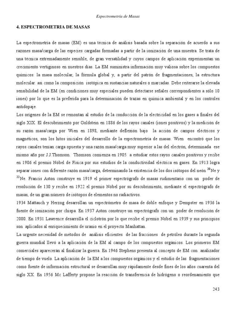 Espectrometria de Masas. Principios y Aplicaciones | PDF ...