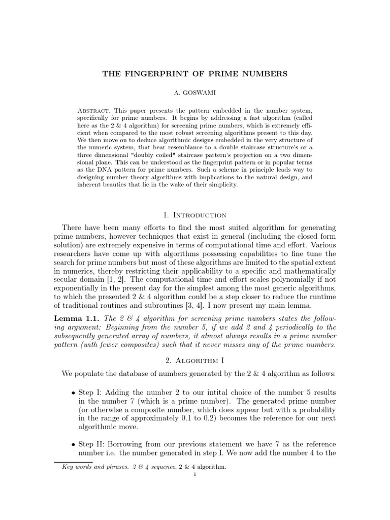 Fingerprint Patterns in Prime Numbers | PDF | Prime Number | Matrix ...