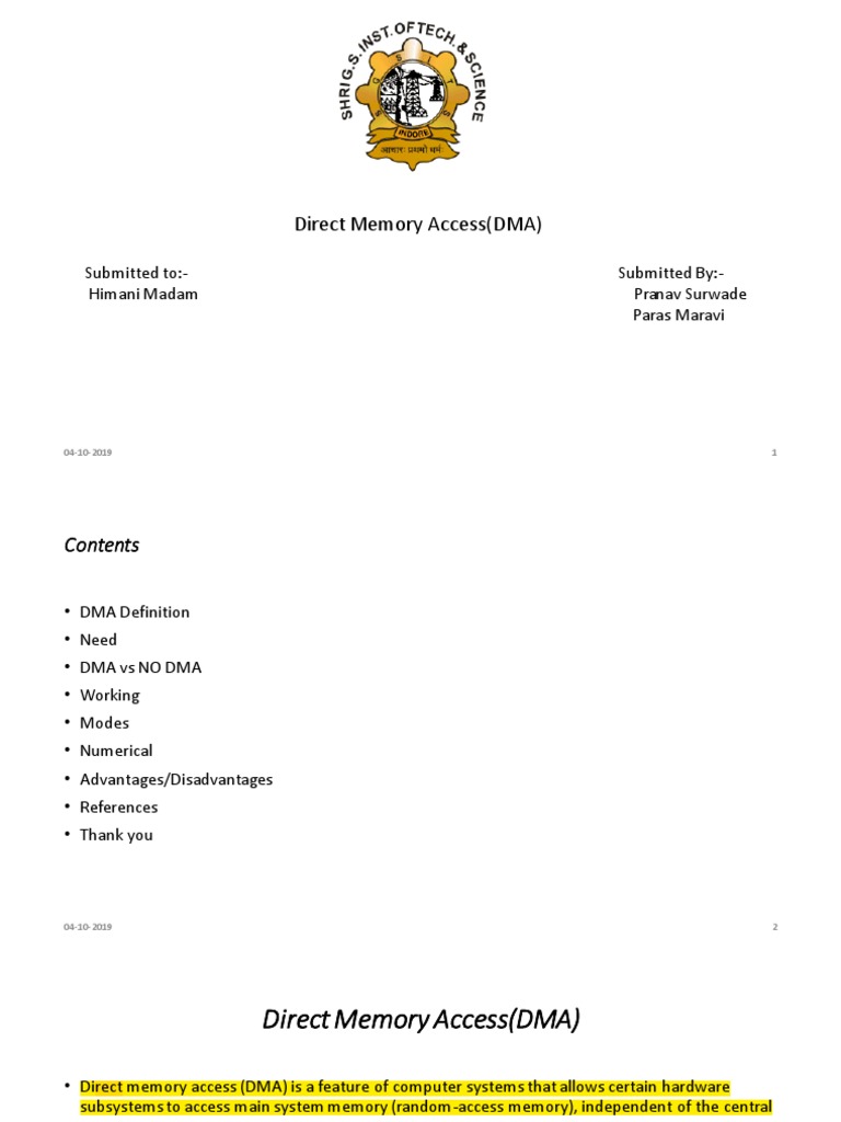 Understanding Direct Memory Access (DMA) | PDF | Input/Output | Digital ...