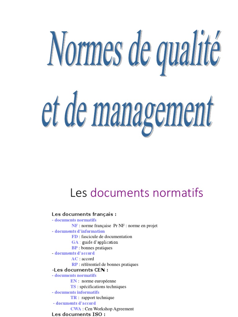 Normes de qualité et management | PDF | Management de la qualité ...
