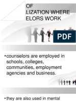 Areas of Specialization Where Counselors Work