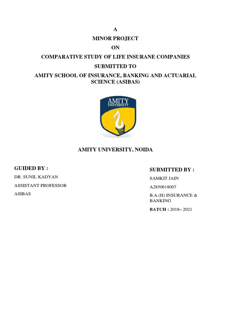 A Minor Project ON Comparative Study of Life Insurane Companies ...