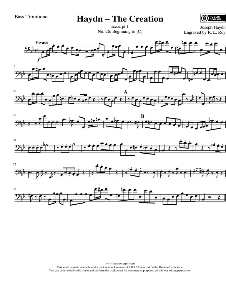 Haydn The Creation Bass Trombone Excerpt 1 PDF Social