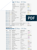 Melbourne Schedule