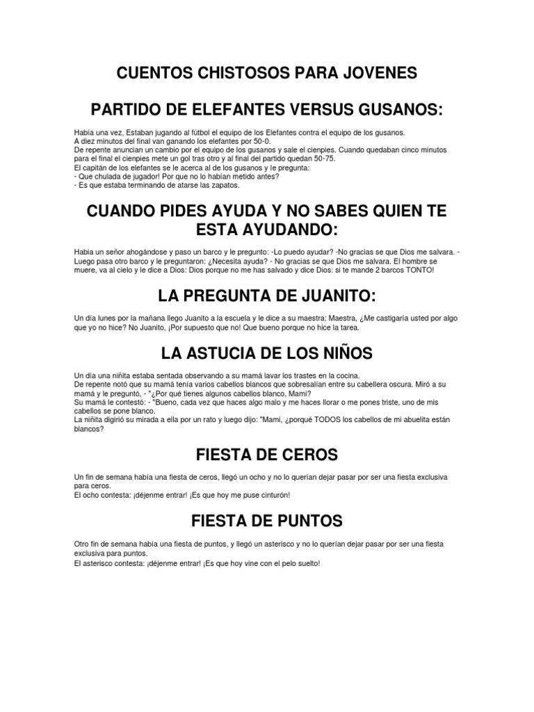 Cuentos Chistosos para Jovenes | PDF