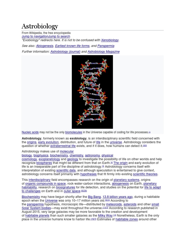 Astrobiology Xenobiology Abiogenesis Earliest Known Life Forms