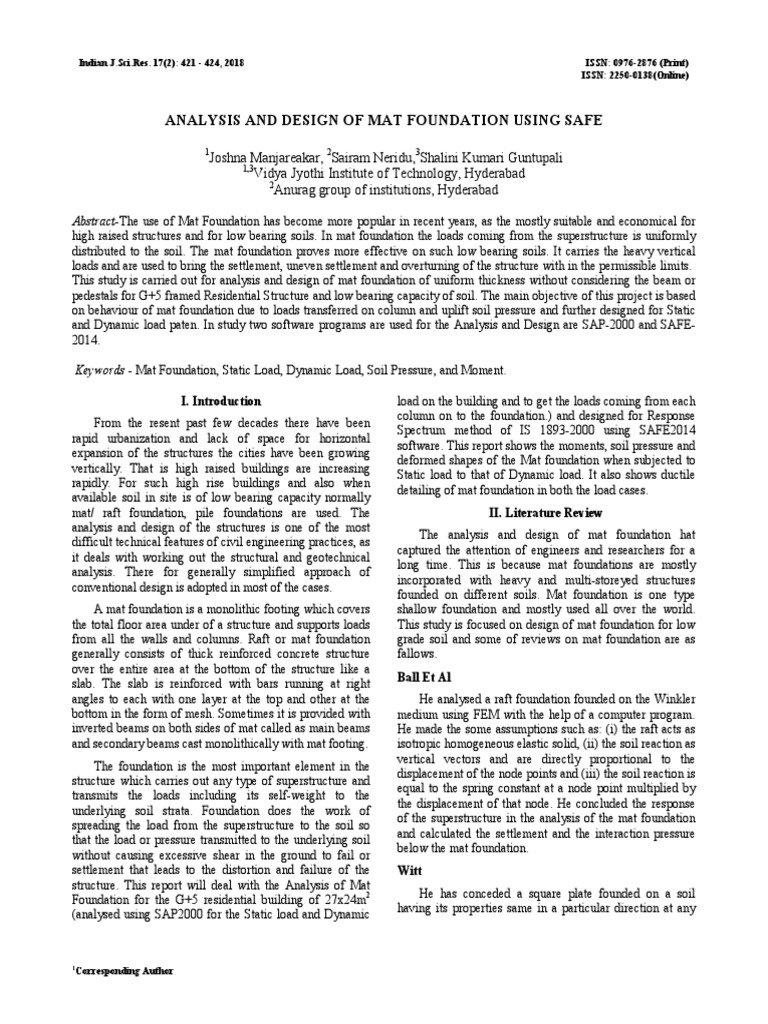 Analysis and Design of Mat Foundation Using SAFE PDF Foundation (Engineering) Finite