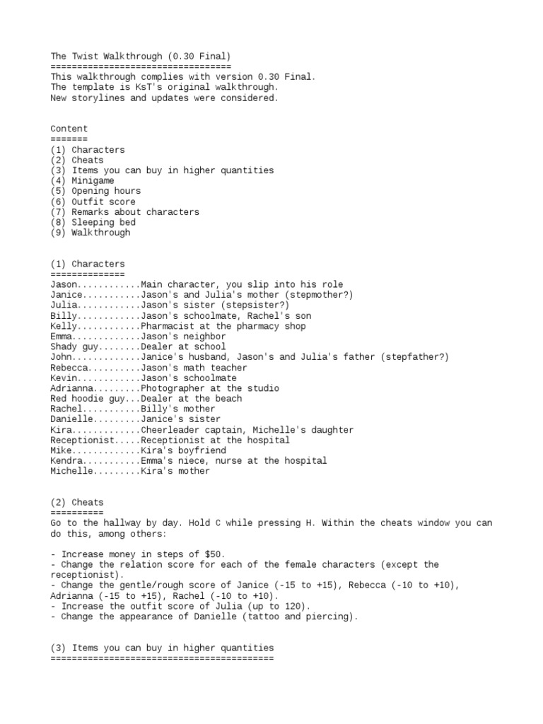 The Twist Walkthrough (0.30 Final) PDF
