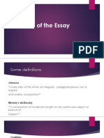 Study of Essay Definitions and Elements